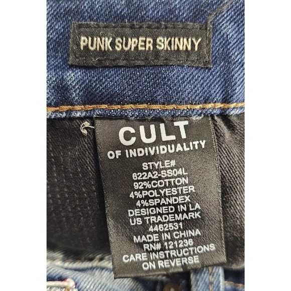 Cult Of Individuality Punk Super Skinny Distressed Blue Pacific Jeans MENS 44 - Picture 13 of 14